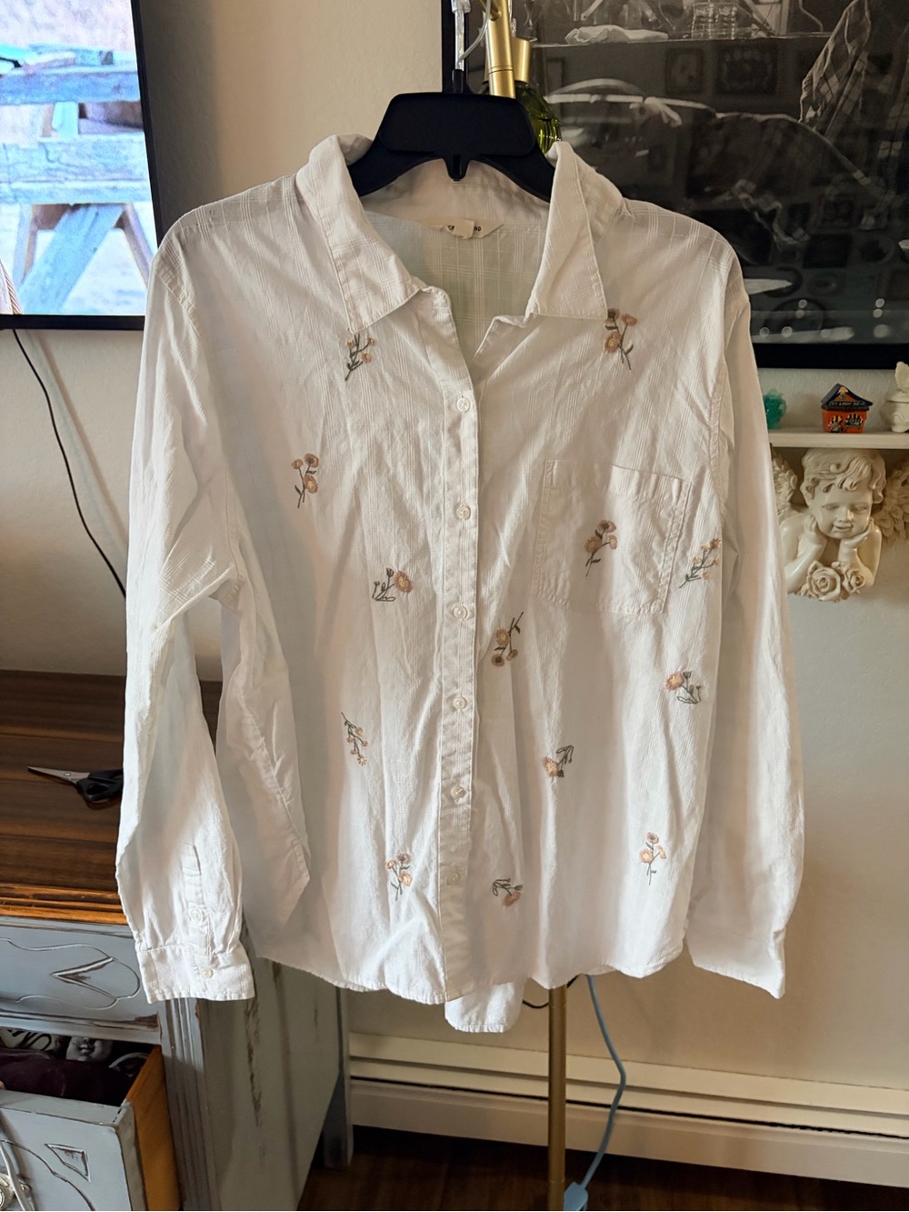 Lucky Brand Floral Embroidered Blouse size XL